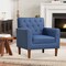 Tufted Faux Leather Accent Chair with Rubber Wood Legs – Modern Armchair with 5'' Thick Cushion